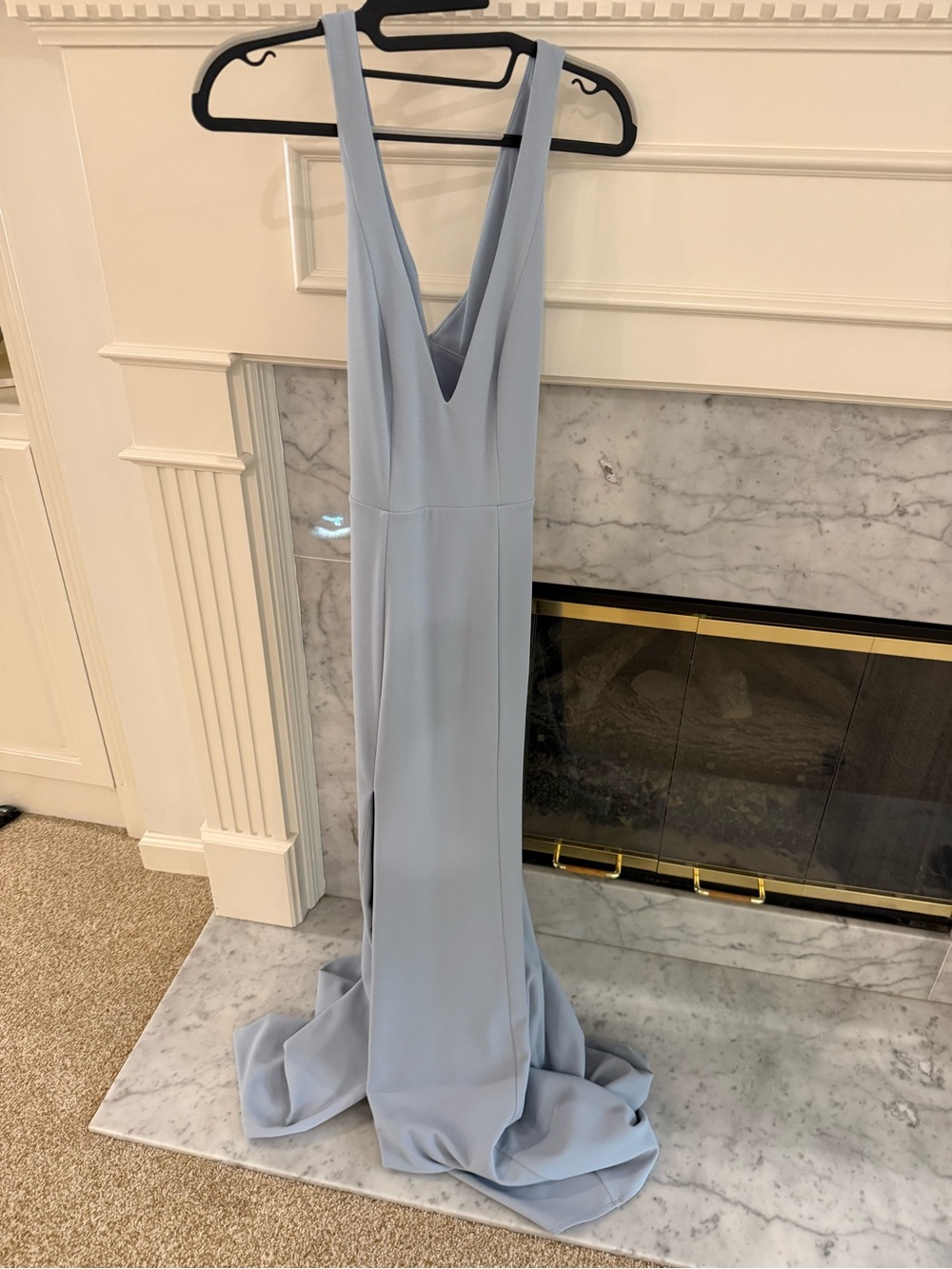 Show Me Your MuMu Pale Blue Deep V Maxi Dress